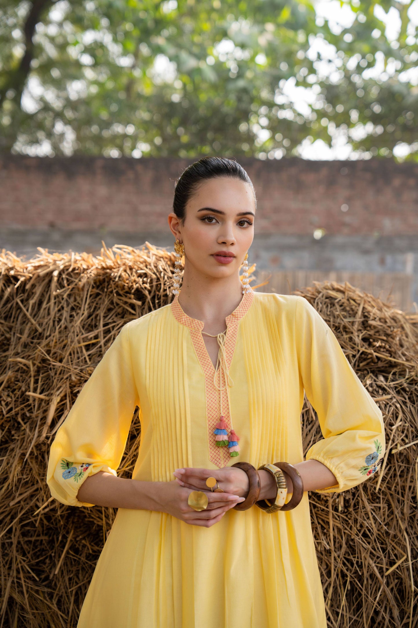 SUNSHINE BLOOM COTTON DRESS WITH EMBROIDERY