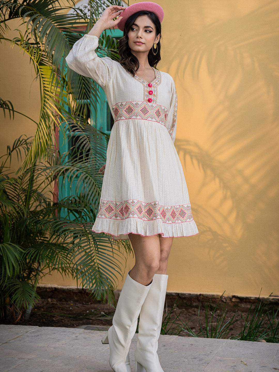 Bohemian Threads: Embroidered Short Dress