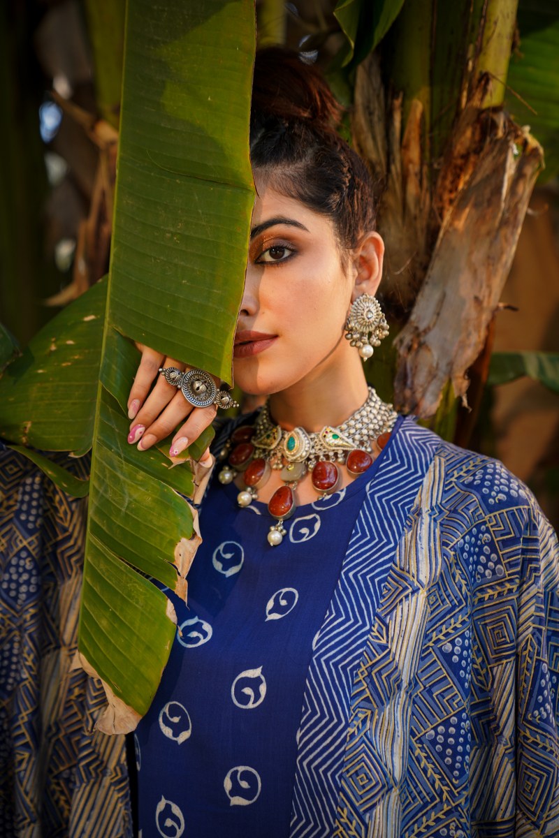 Designer Blue Coord Set With Shirt