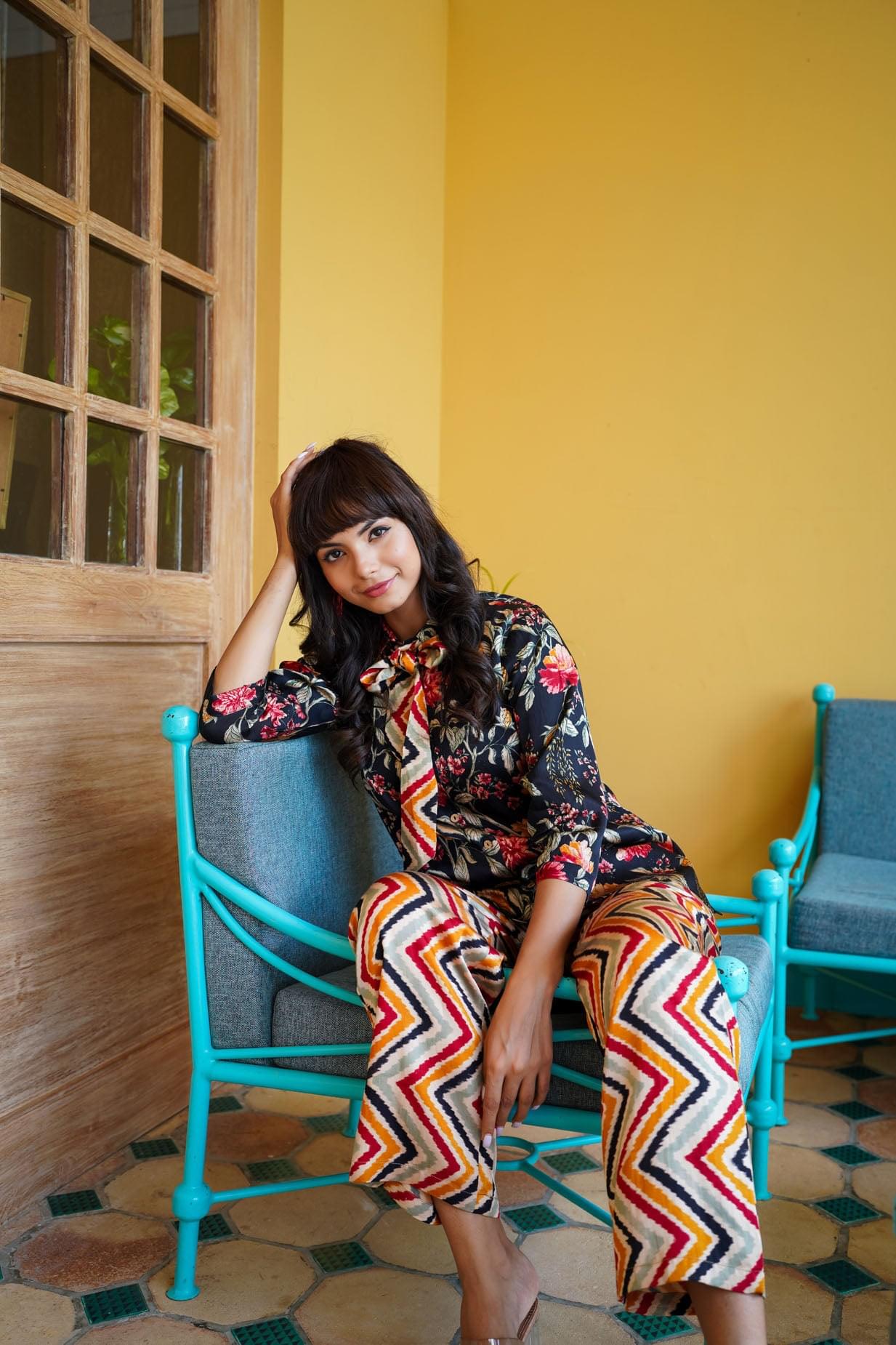 A Satin Flora Co-ord Set.