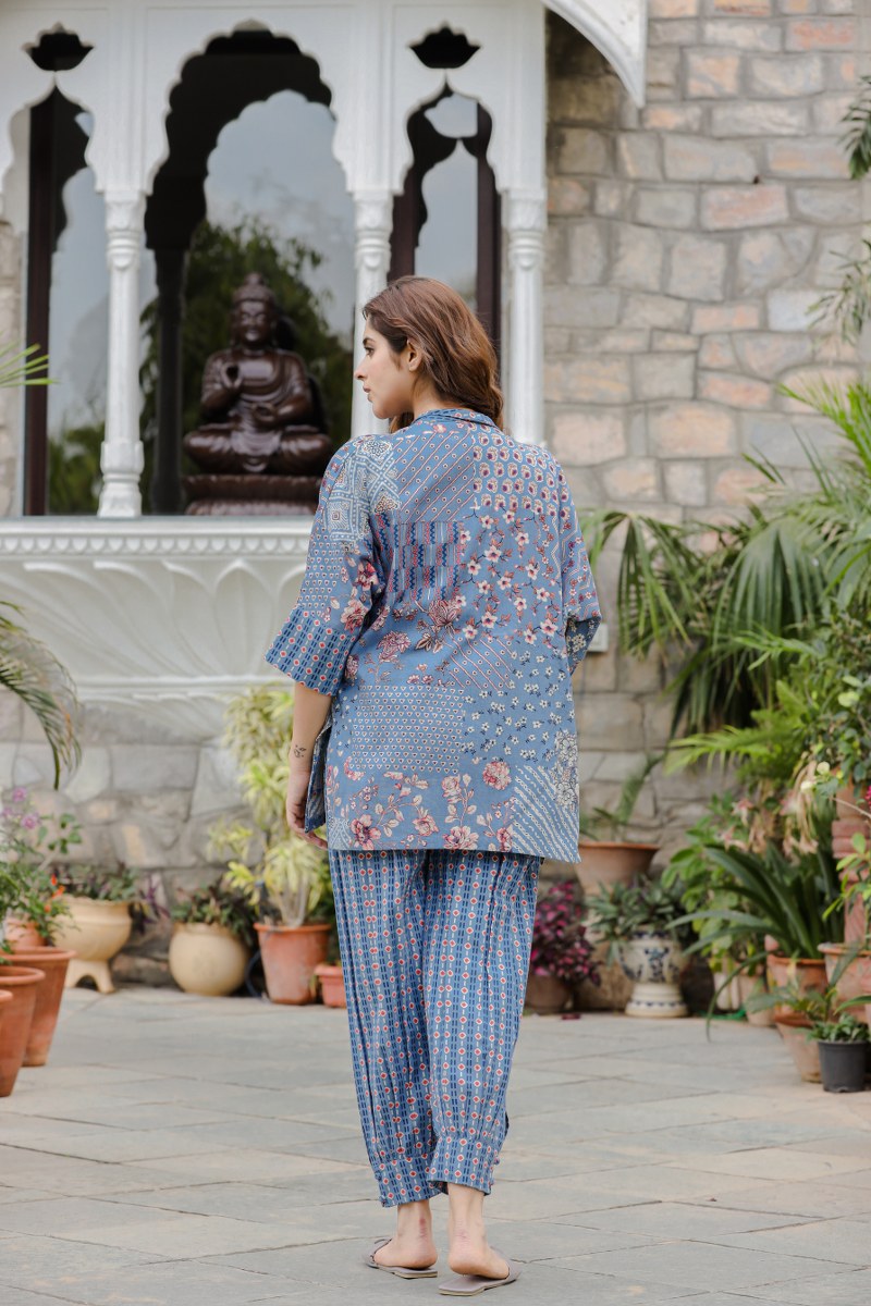The Blue Coord Set With Shirt