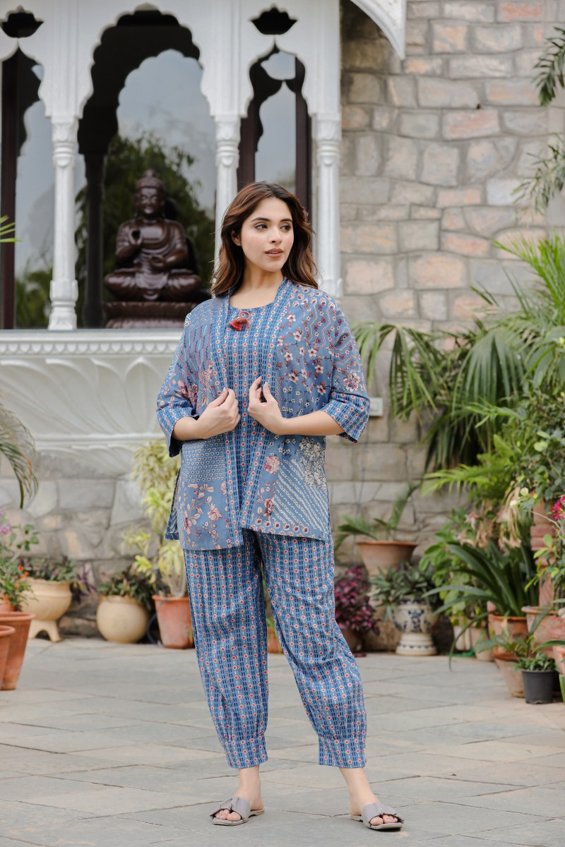 The Blue Coord Set With Shirt