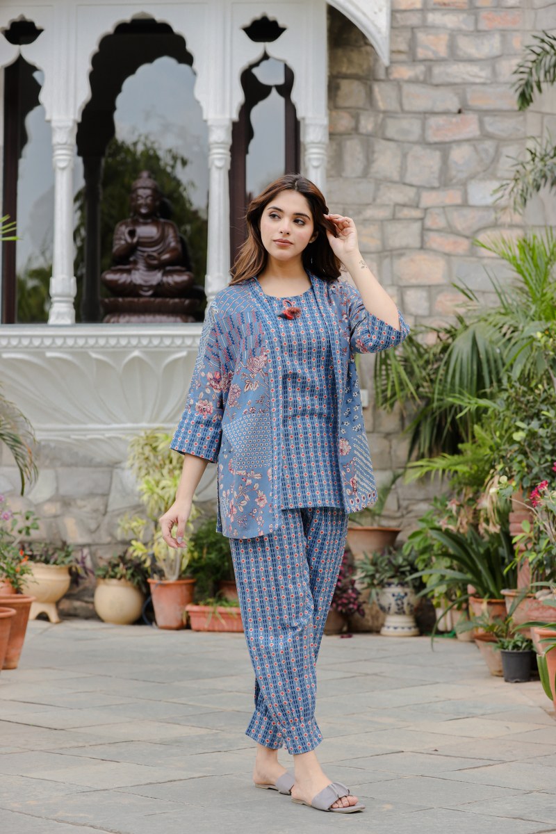 The Blue Coord Set With Shirt
