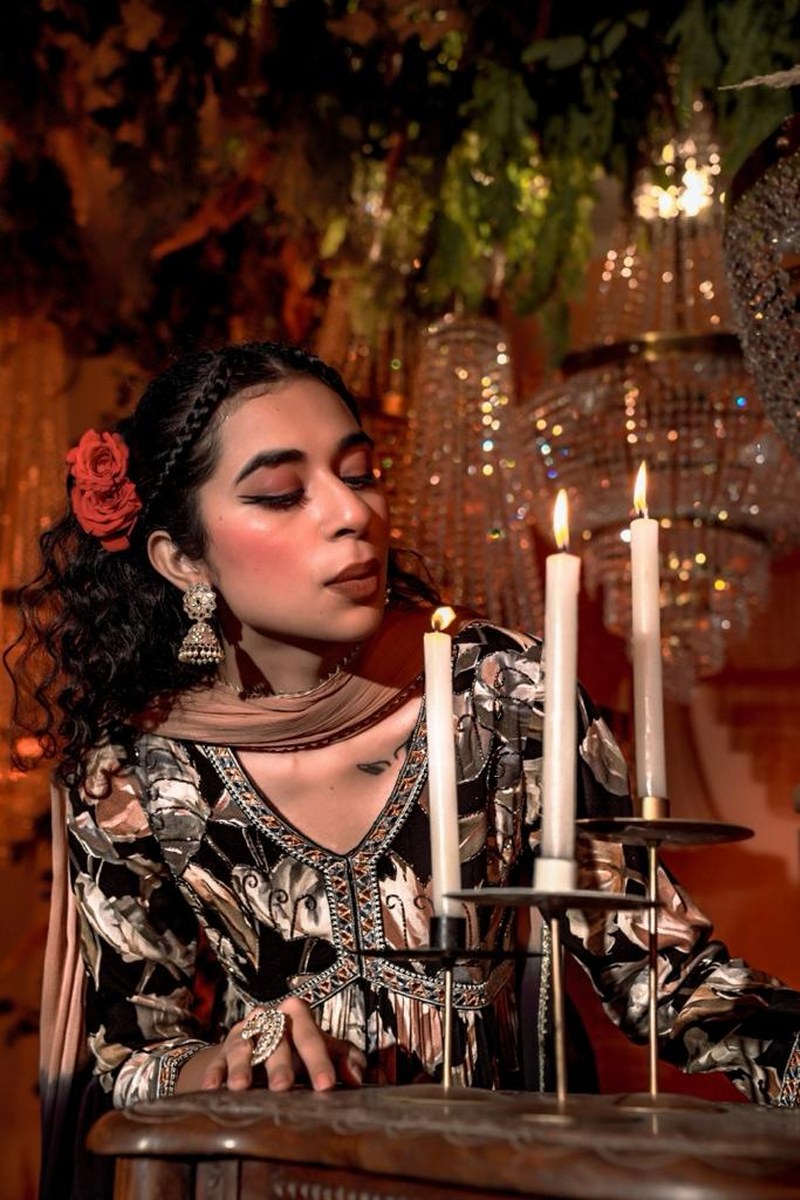 Floral Noir Rayon Sharara Set