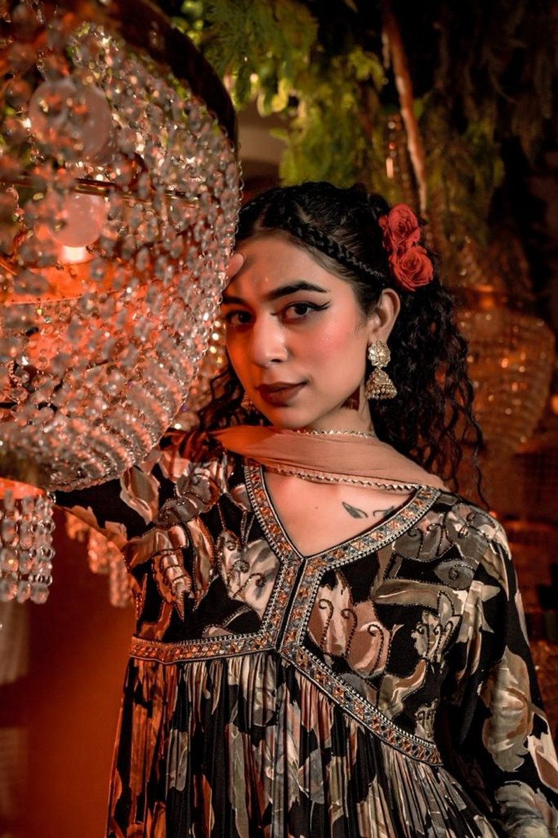 Floral Noir Rayon Sharara Set
