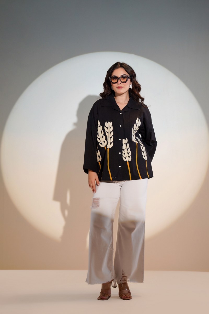 MIDNIGHT HARVEST HAND-PAINTED SHIRT – FOR WOMEN