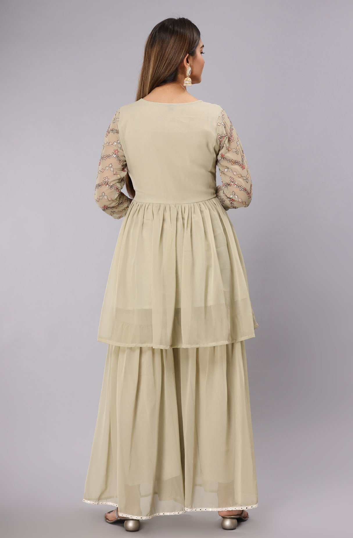Embroidered Georgette Sharara