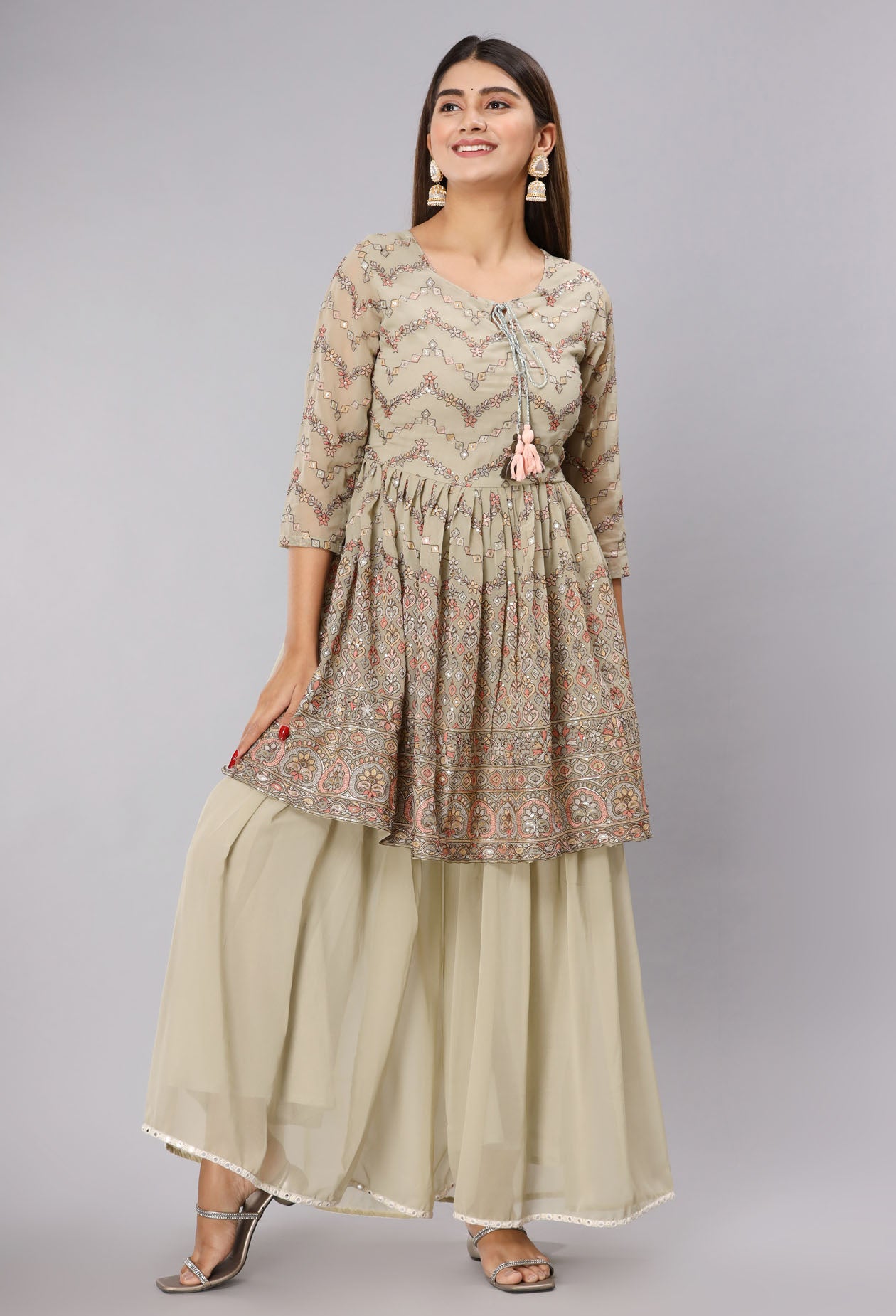 Embroidered Georgette Sharara