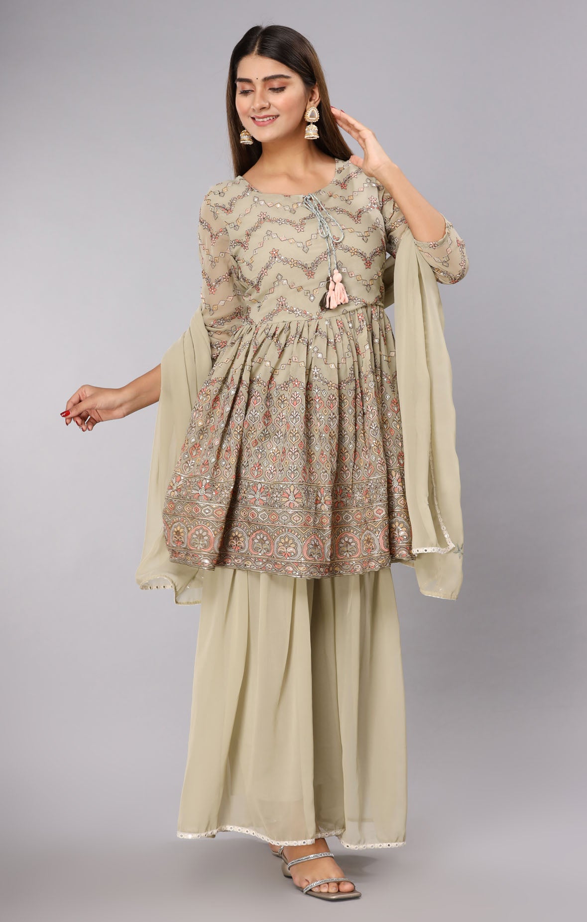 Embroidered Georgette Sharara