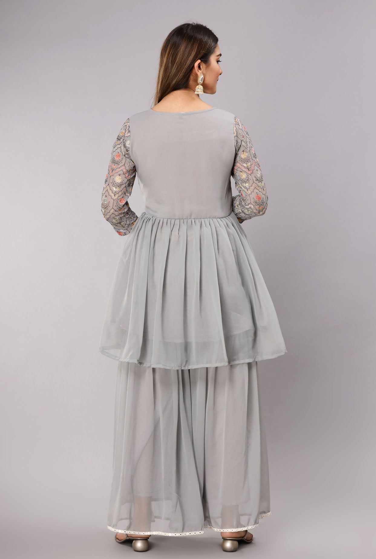 The Grey Embroidered Sharara