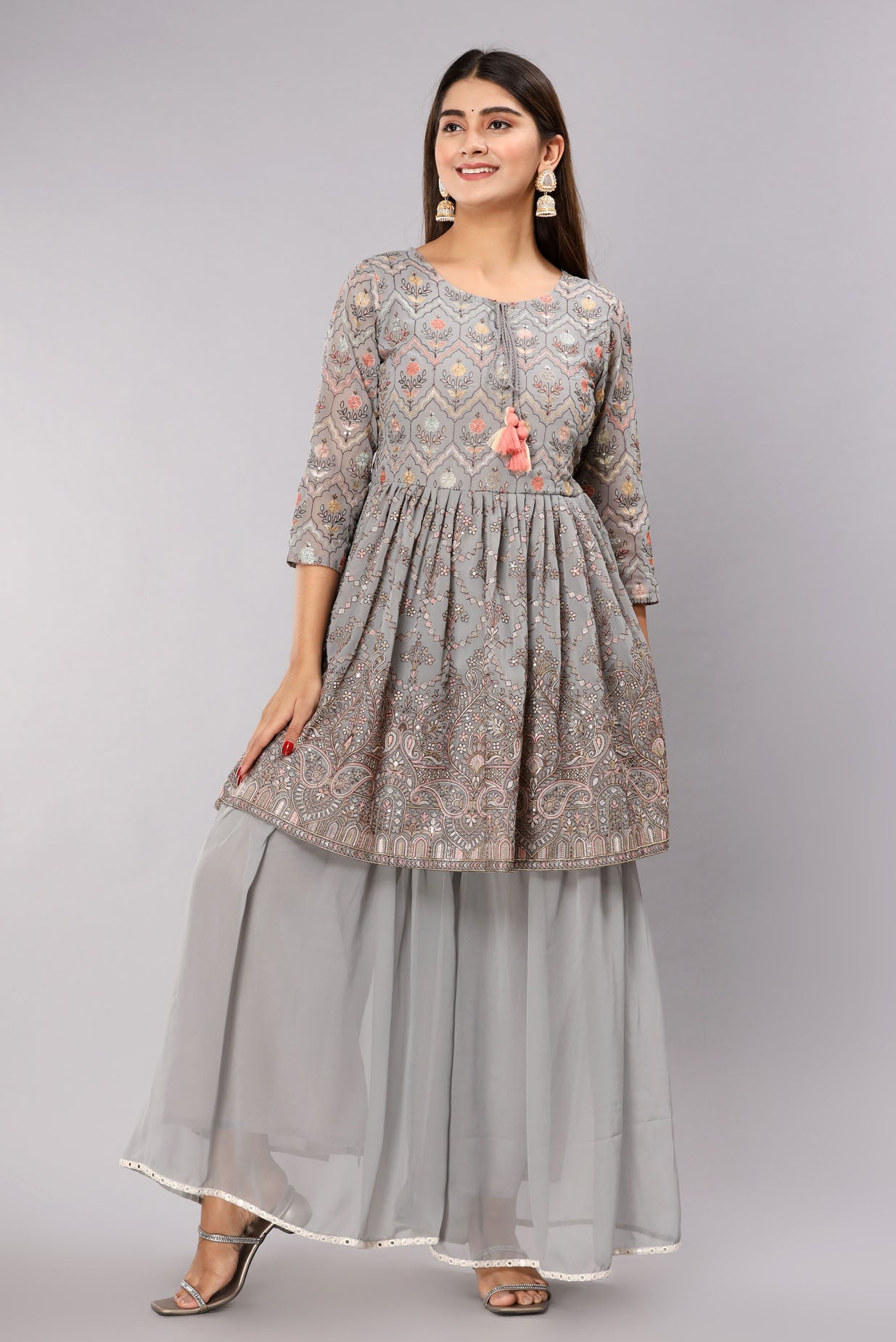 The Grey Embroidered Sharara