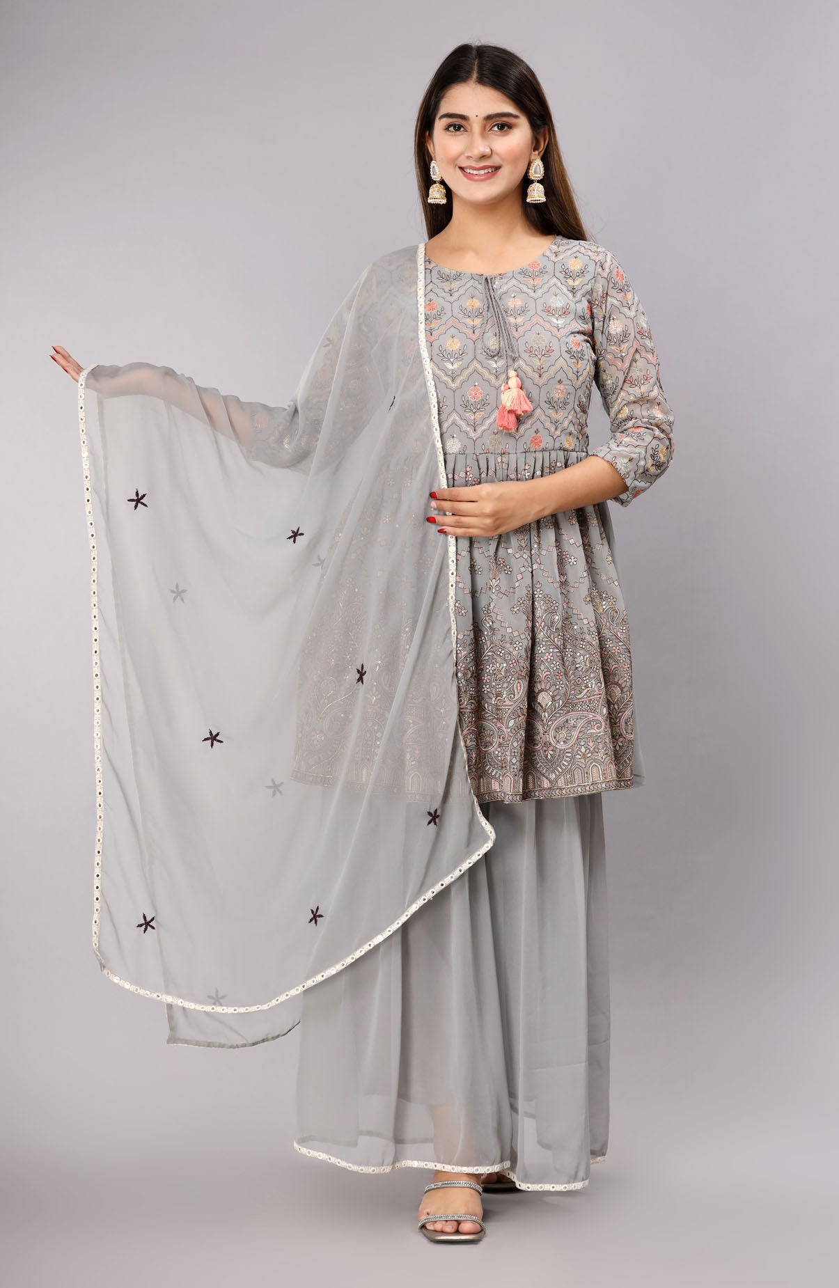 The Grey Embroidered Sharara