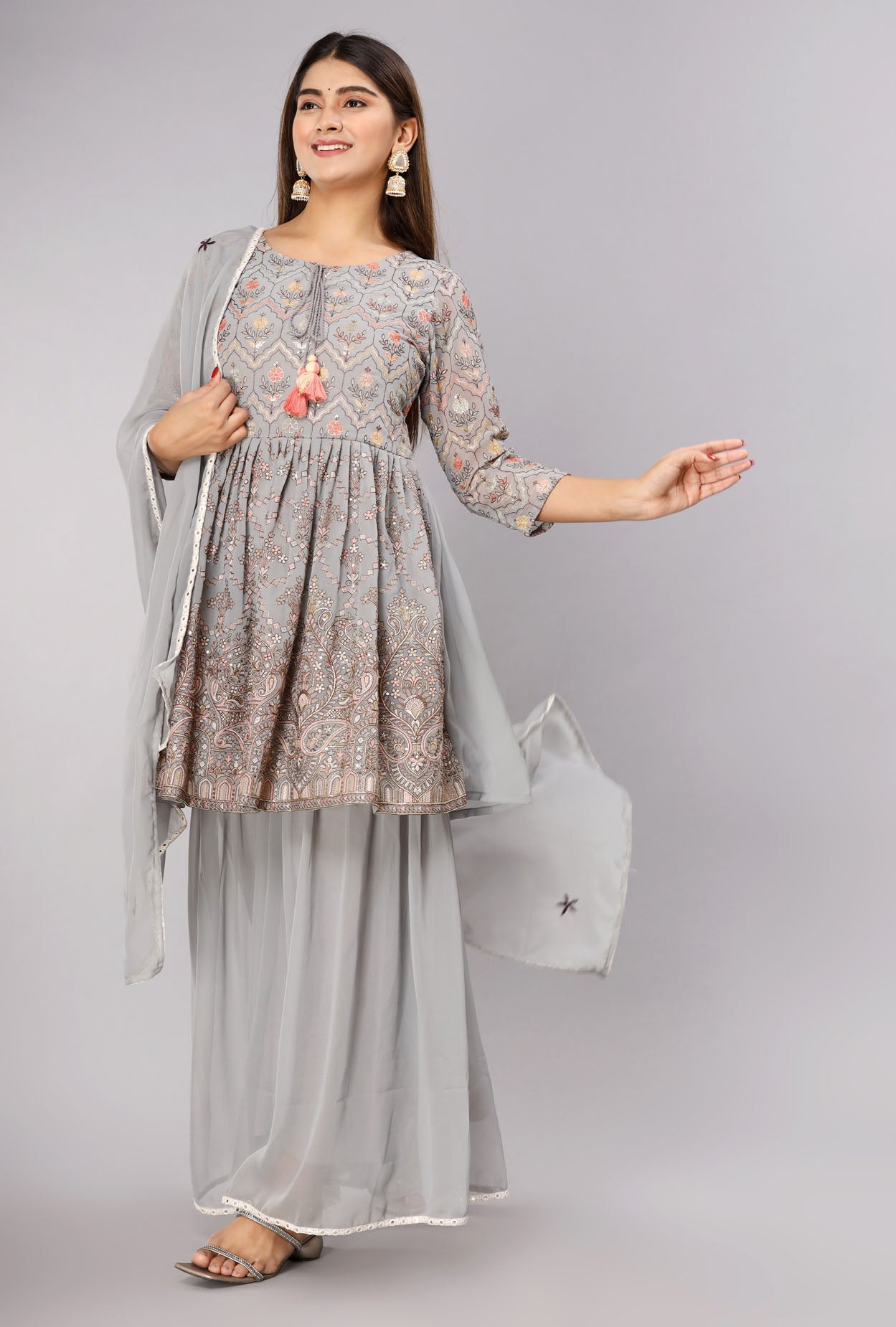 The Grey Embroidered Sharara
