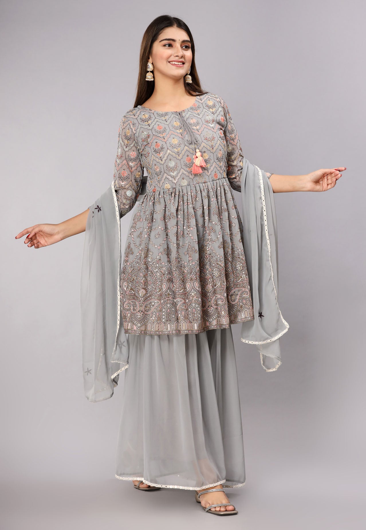 The Grey Embroidered Sharara