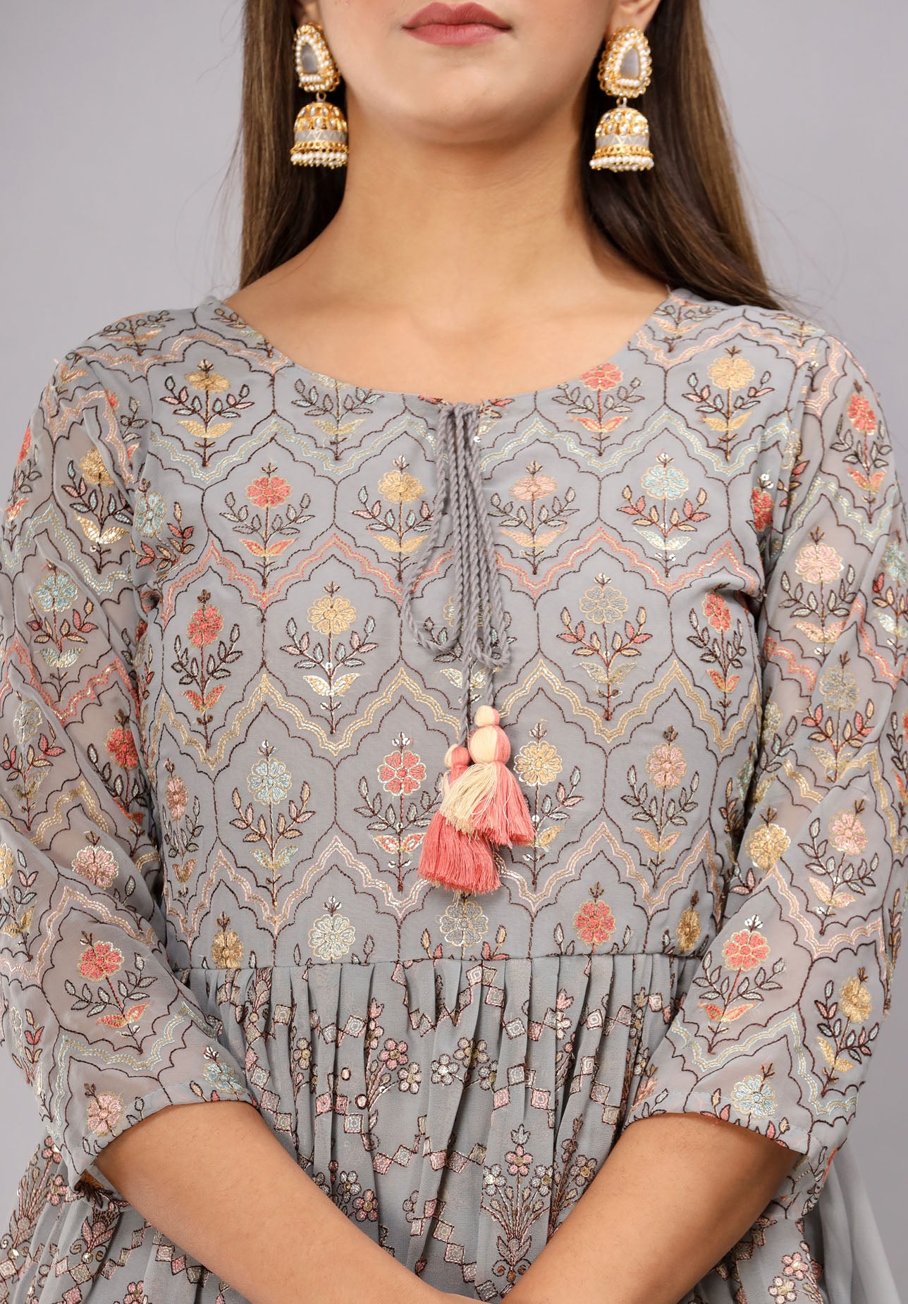 The Grey Embroidered Sharara