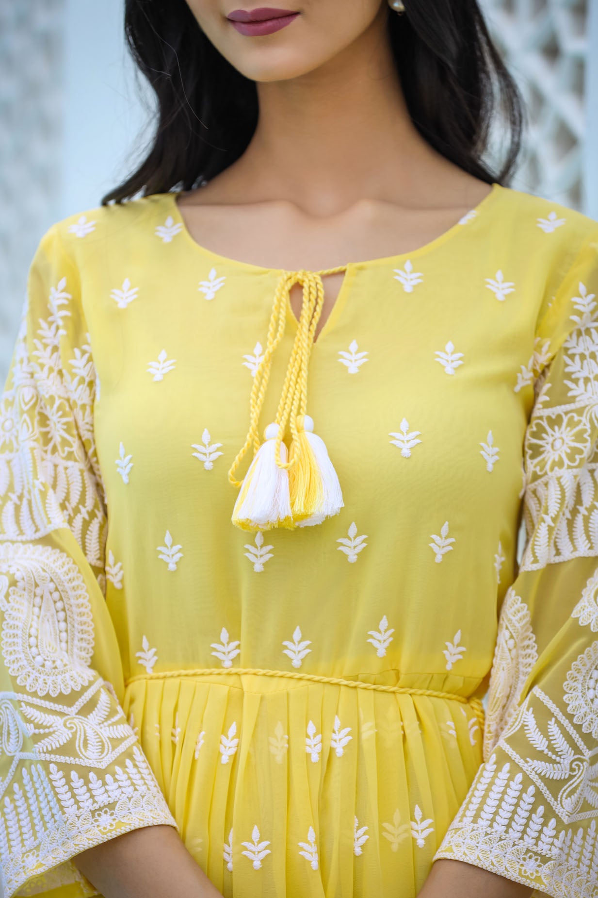 lucknowi chikenkari short dress