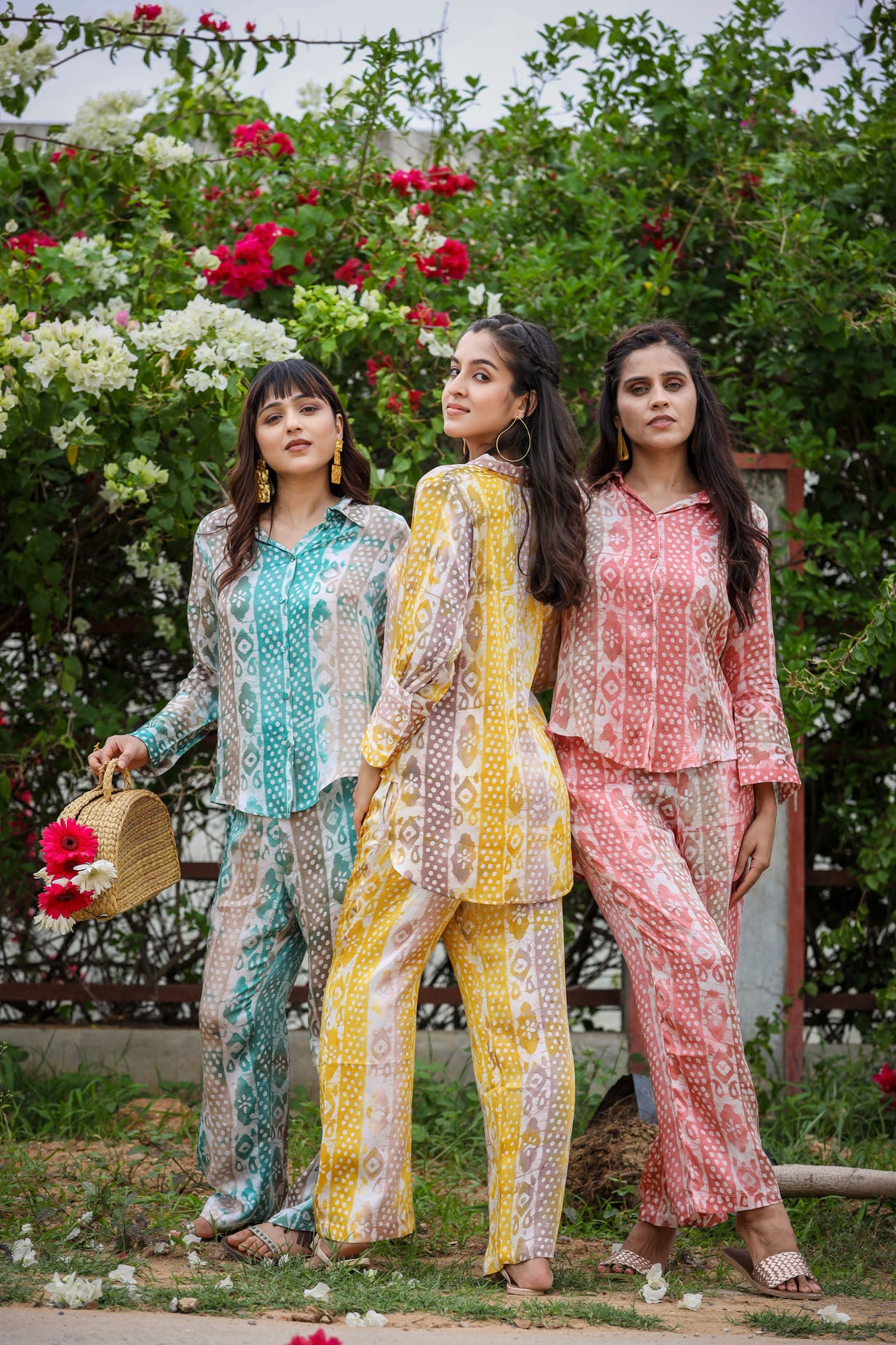 blue satin coord set