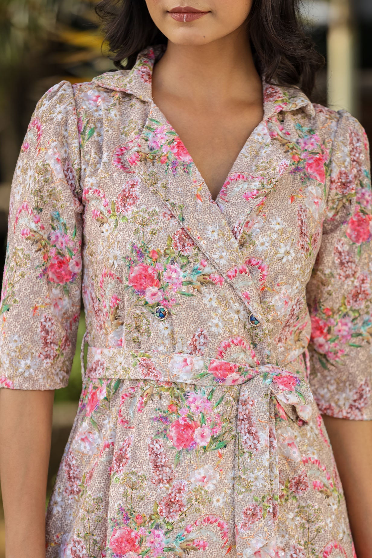 Collared Printed Short Dress