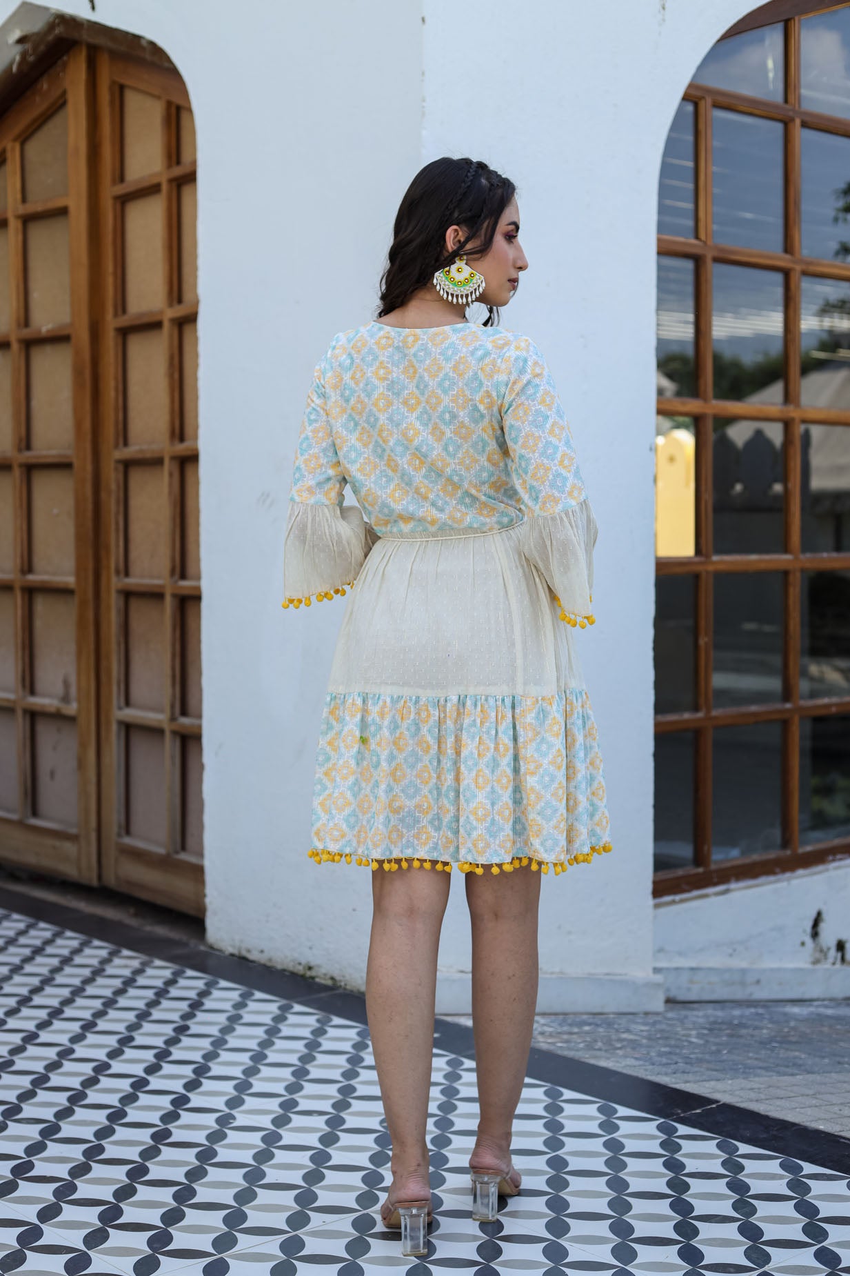 Square Printed Short Dress