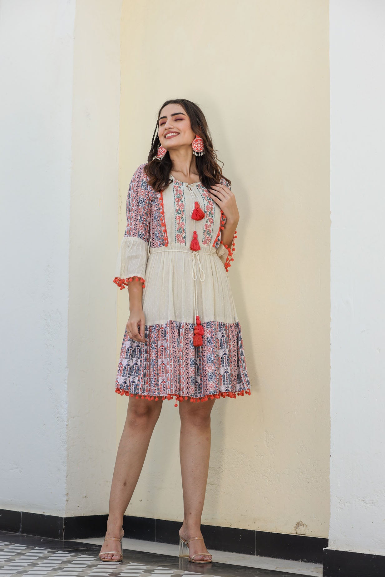 Mouch-Pouch Print Short Dress