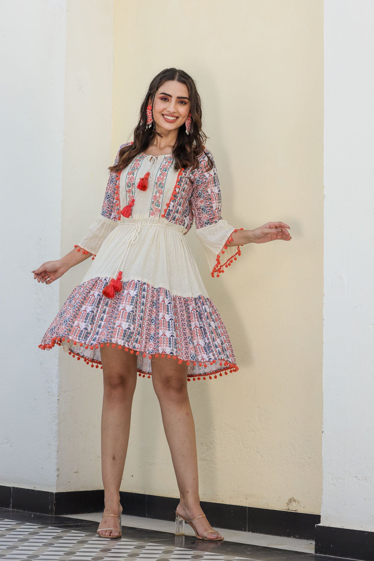 Mouch-Pouch Print Short Dress