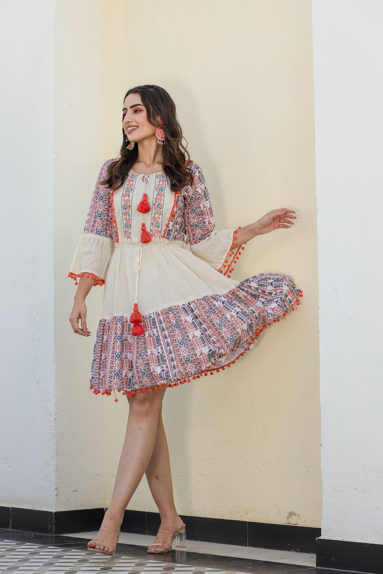 Mouch-Pouch Print Short Dress
