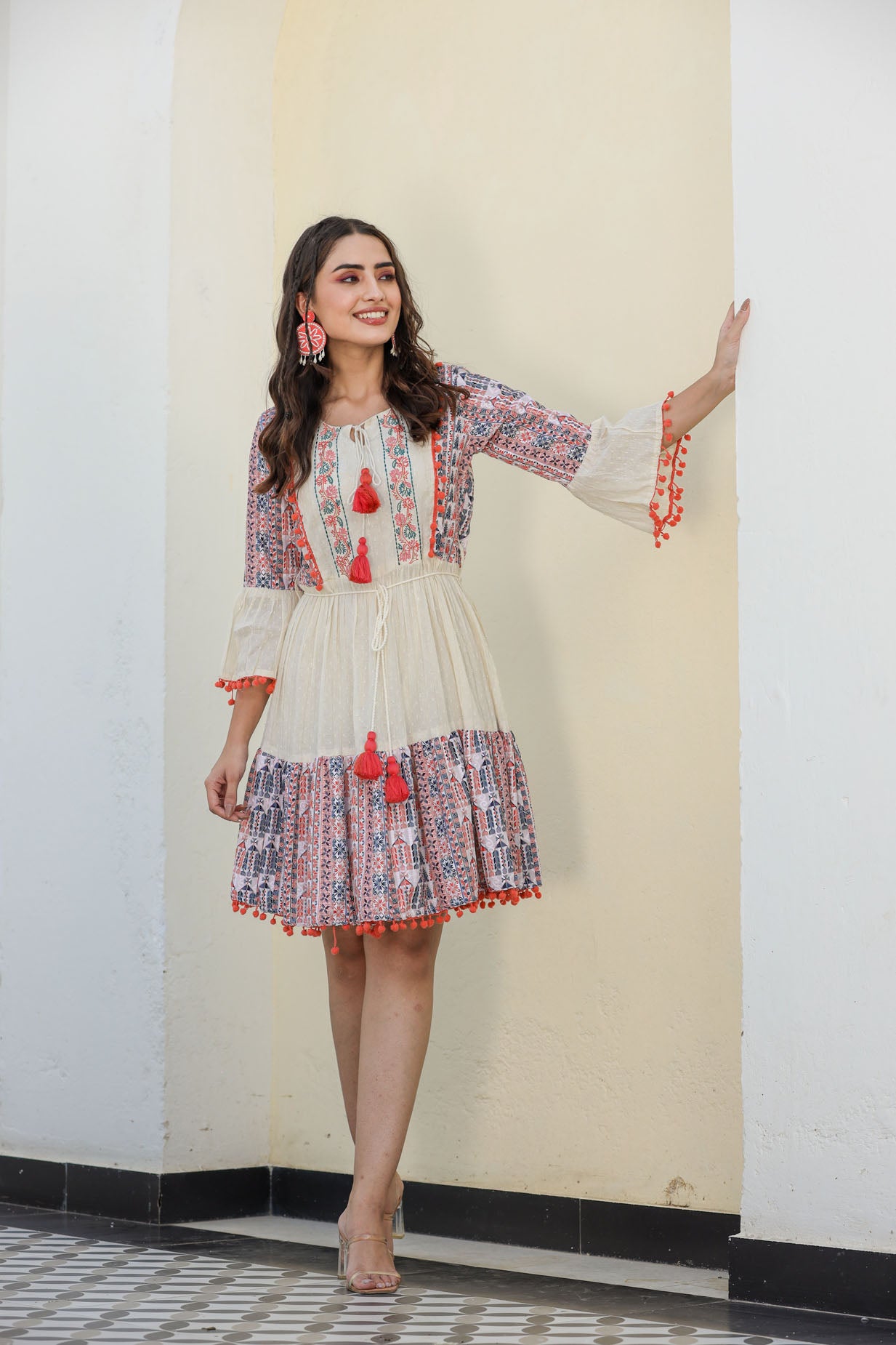 Mouch-Pouch Print Short Dress