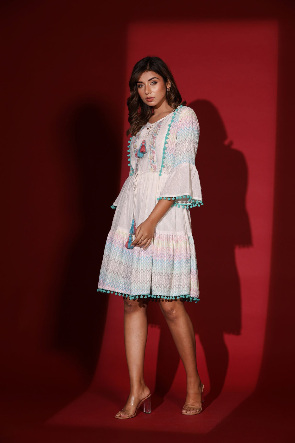 Multi Zig-Zag Short Dress
