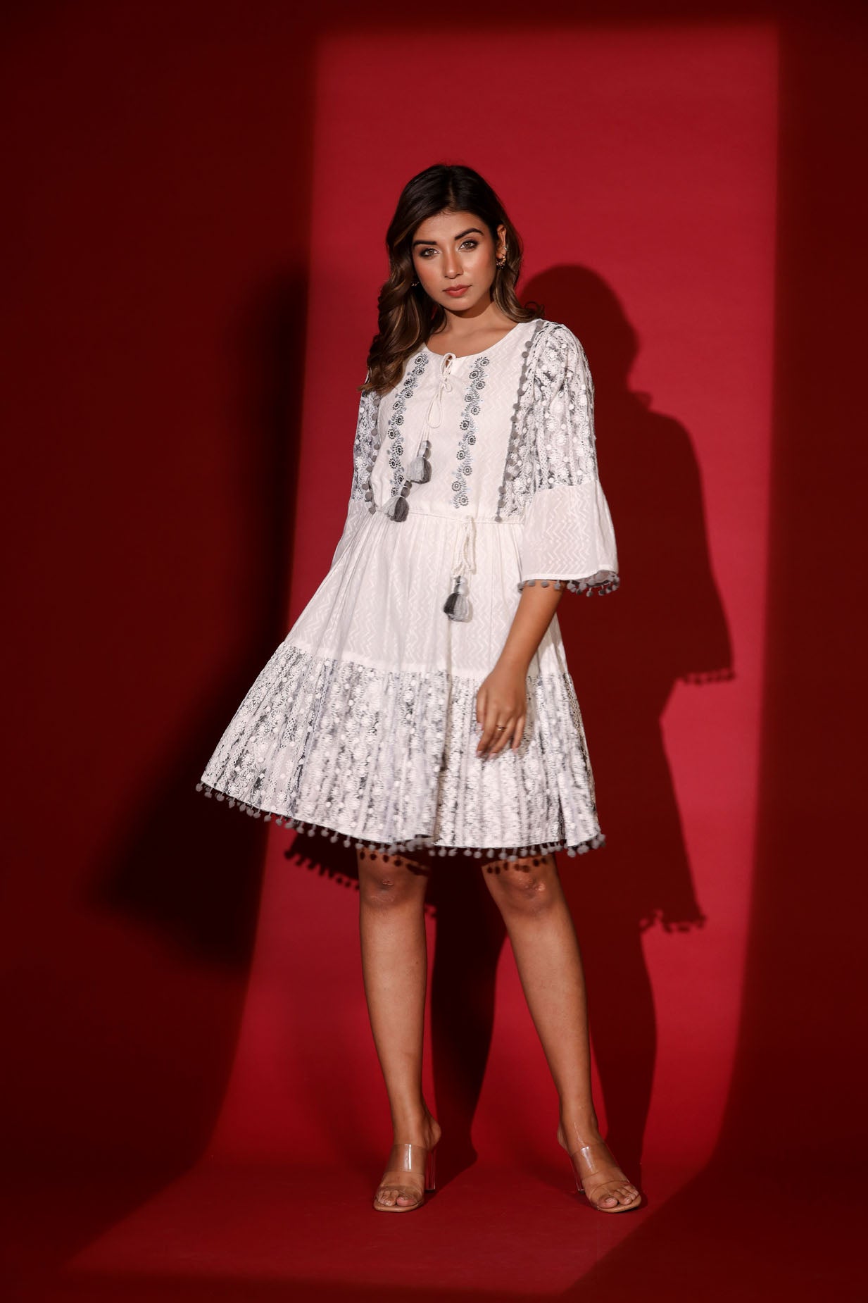 Schiffli Short Dress