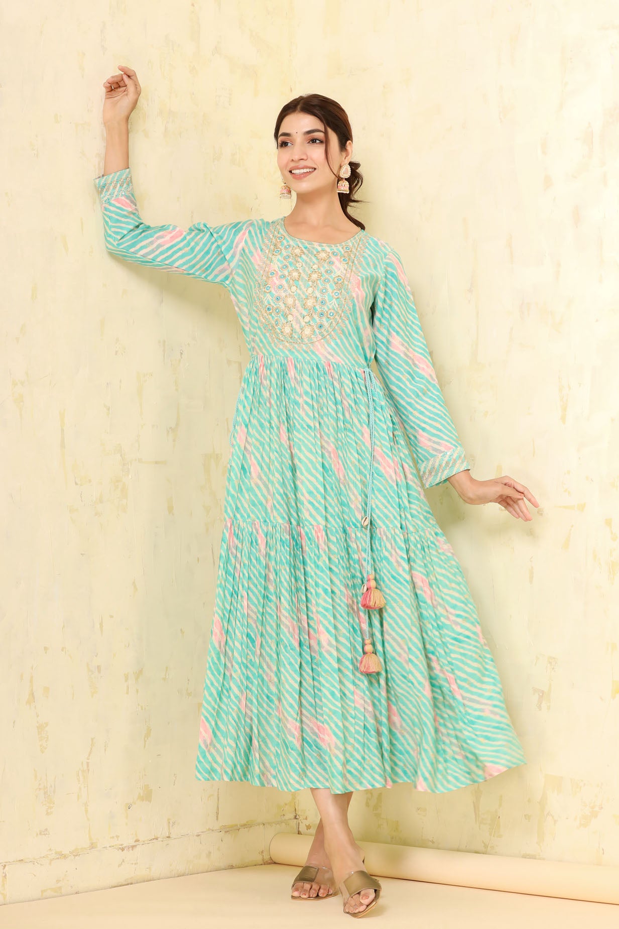The Colourful Bandhej Long Gown