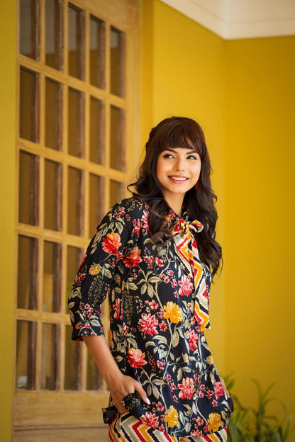 A Satin Flora Co-ord Set.