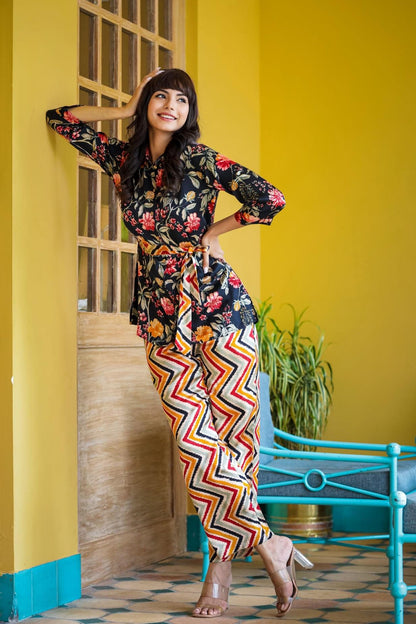 A Satin Flora Co-ord Set.