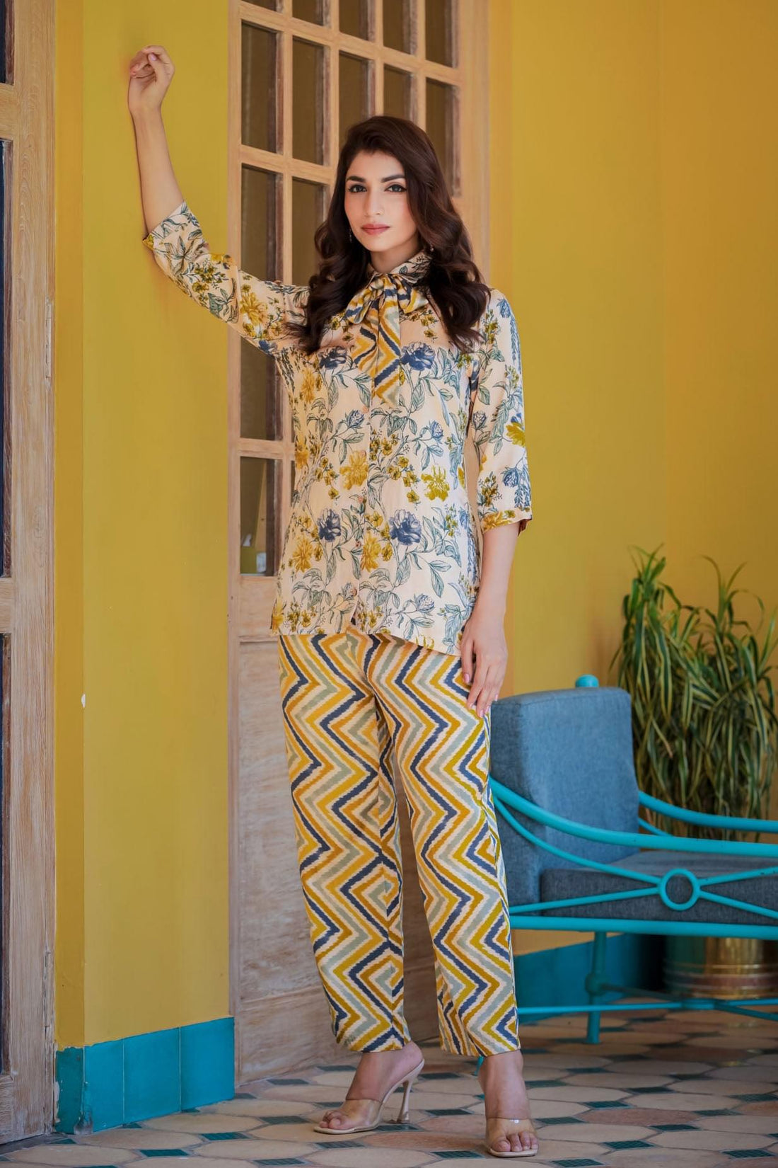 A Satin Flora Co-Ord Set.