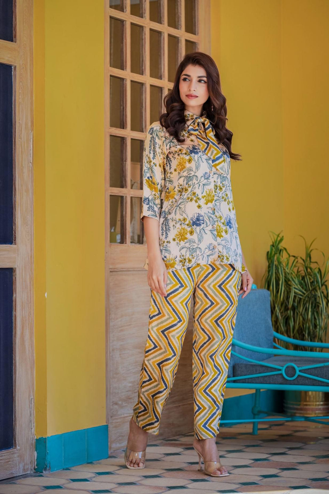 A Satin Flora Co-Ord Set.