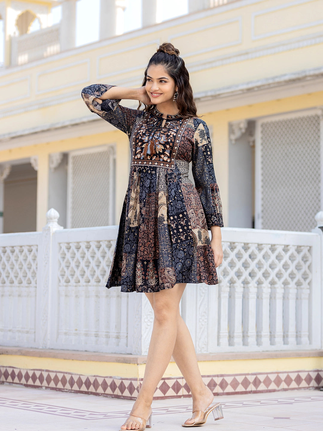 noir elegance black short gown