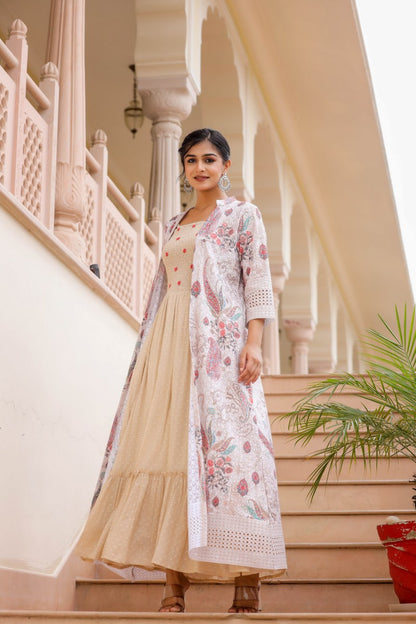 Natural Cotton Gown With Shrug