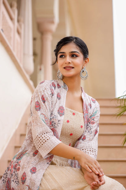 Natural Cotton Gown With Shrug
