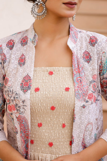 Natural Cotton Gown With Shrug