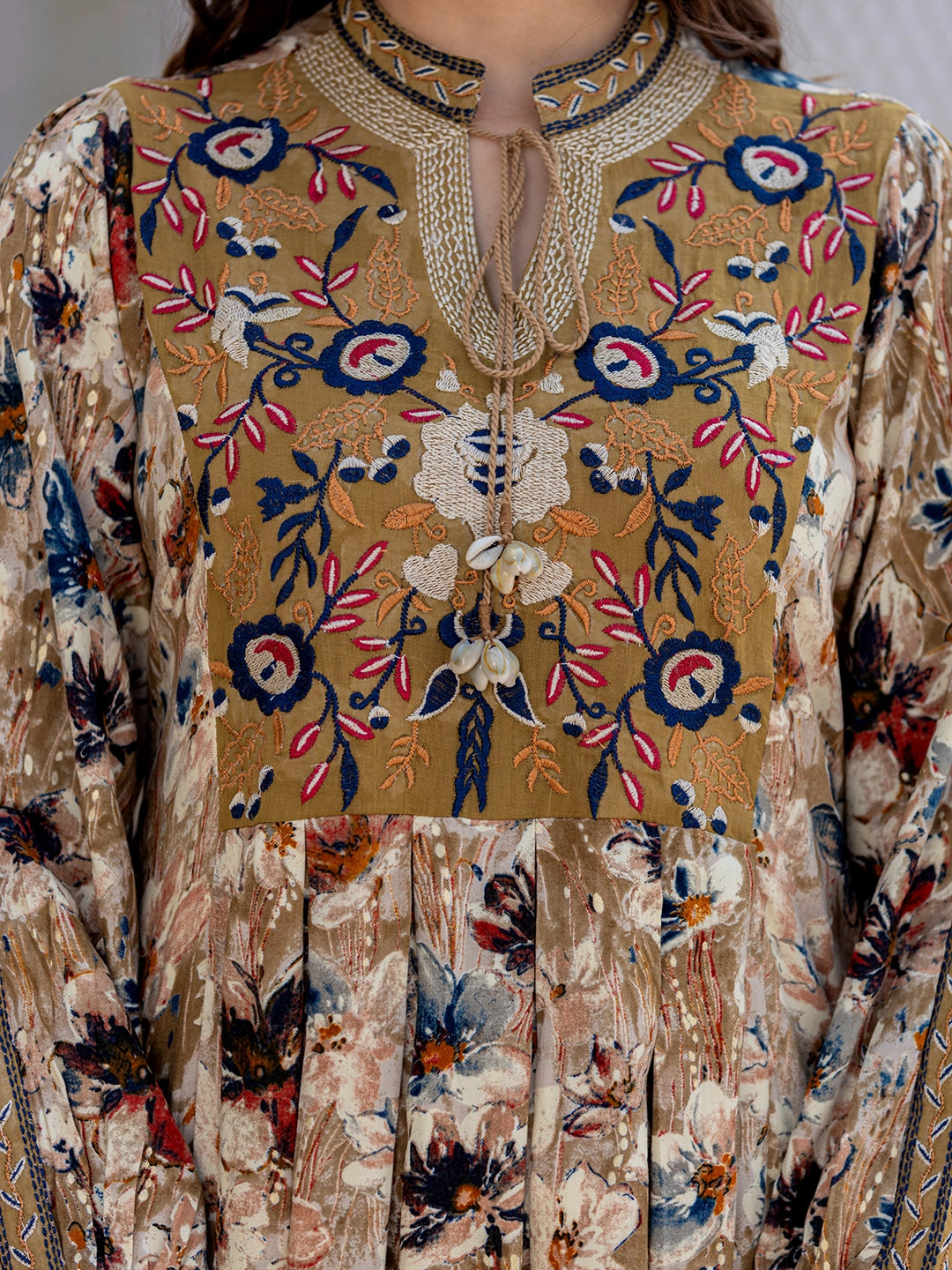 Golden Fields: Cotton Printed Short Dress