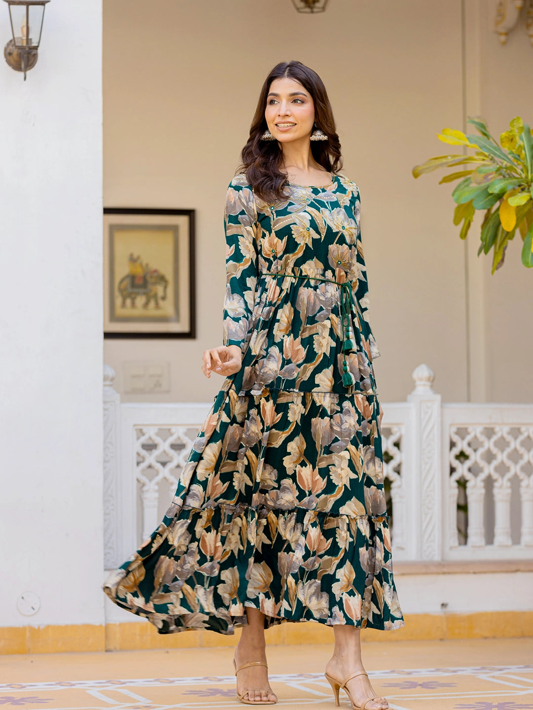 Digital Print Long Gown Dress With Dupatta Buy Online 2023