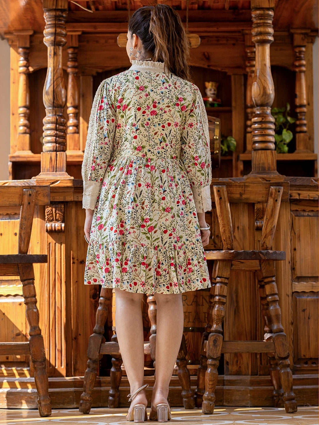 Blossom Bliss: Cotton Embroidery Gown