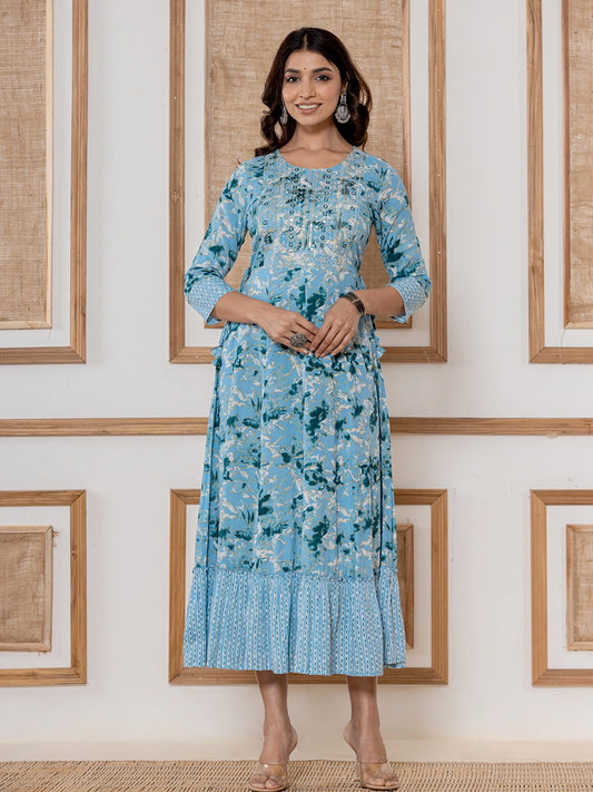 floral breeze rayon flower printed gown