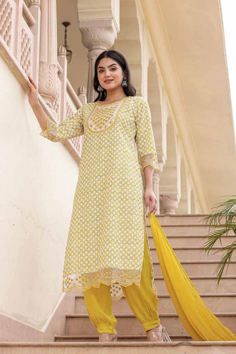 Bright Yellow Cotton Kurta Set