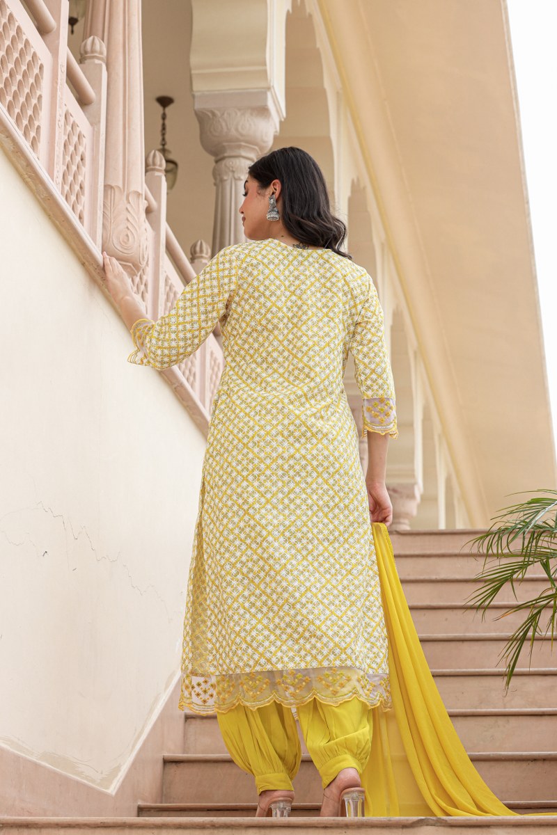 Bright Yellow Cotton Kurta Set