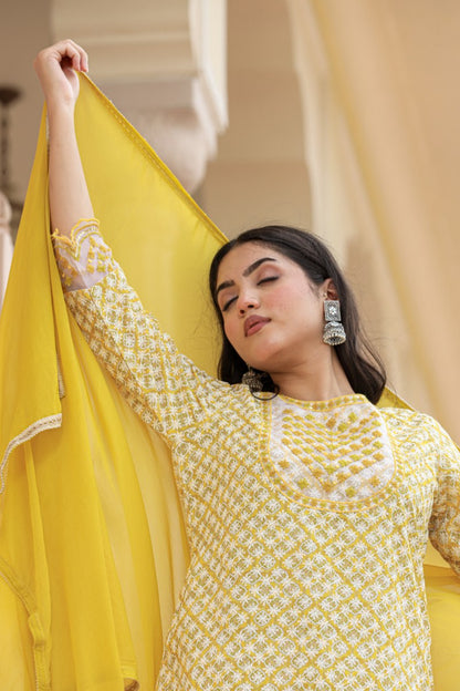 Bright Yellow Cotton Kurta Set