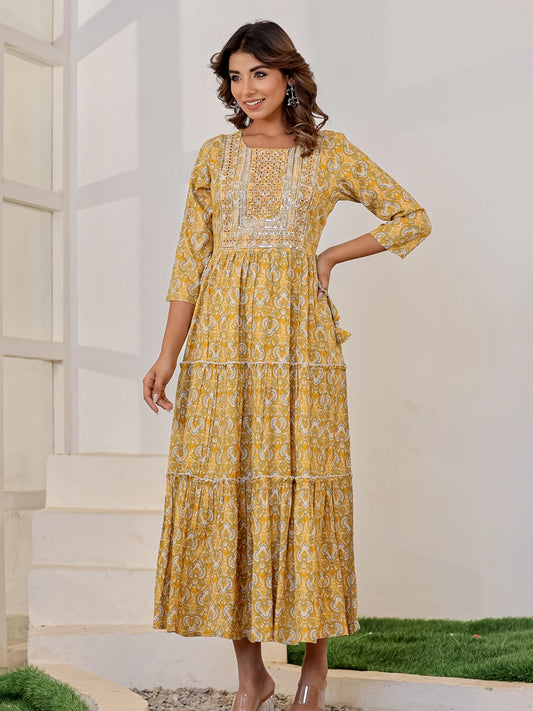 sunset splendor printed rayon gown