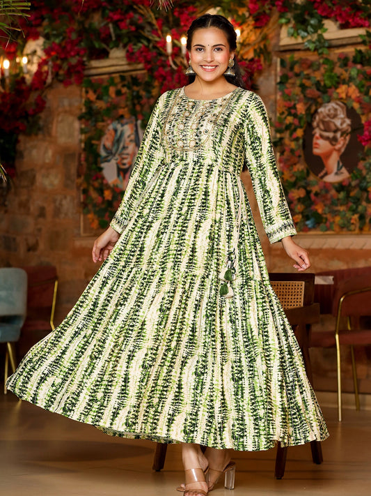 Classy Green Rayon Gown