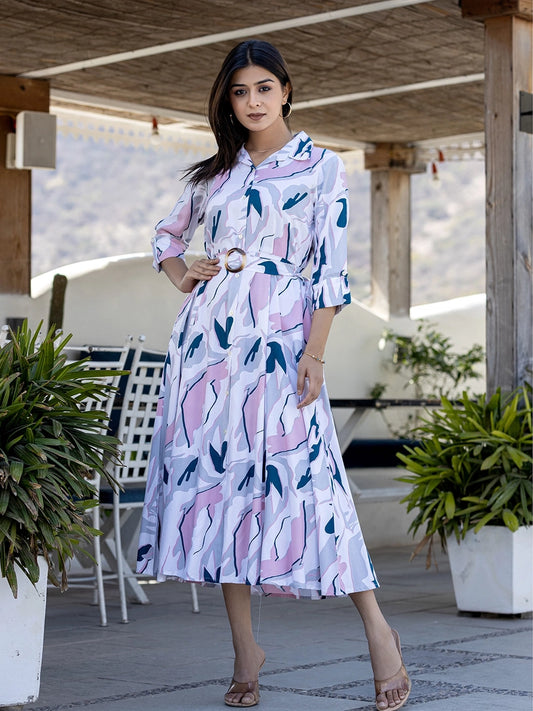 snowflake serenade white printed gown