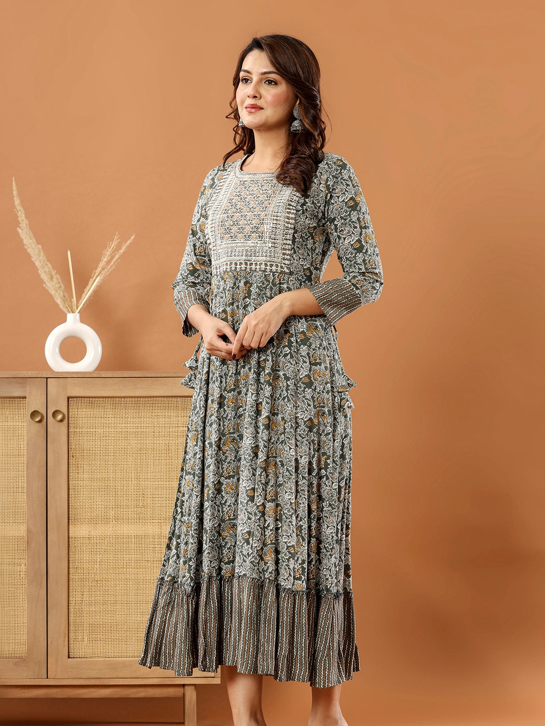 Celestial Charm: Long Rayon Gown