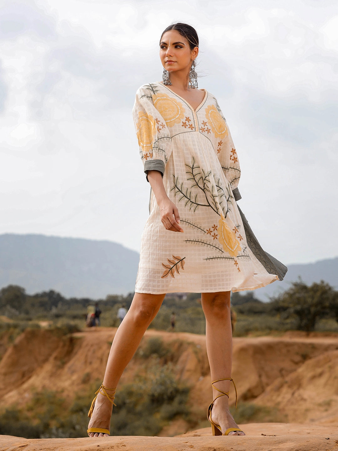 Desert Embroidery Short Dress